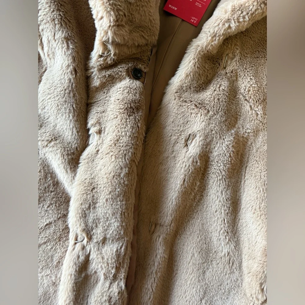 Aritzia Sunday Best Dulce Coat Polished Real Faux Fur In Tan - Picture 10 of 14